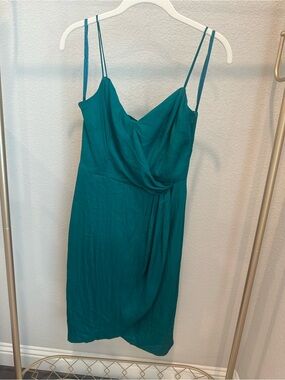 Banana Republic Teal Draped Spaghetti Strap Midi Dress